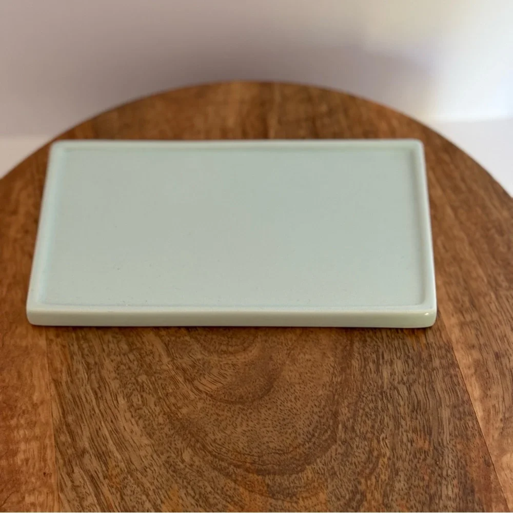 West Elm Owl Butter Dish Light Turquoise Blue